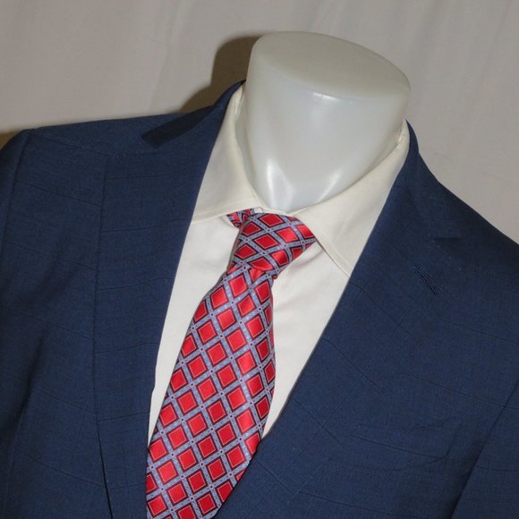 Trunk Club Custom Sample Blue Plaid Flat Front Two Button Suit 38S - Picture 6 of 14